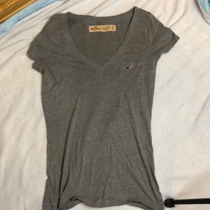 Hollister Gray V-neck Tee Shirt